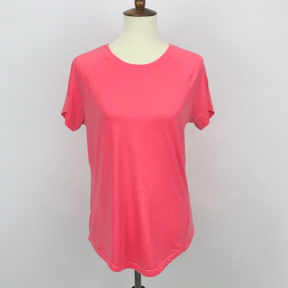 Tangerine Coral Pink Activewear Workout Short Sleeve Tee Shirt Women's M